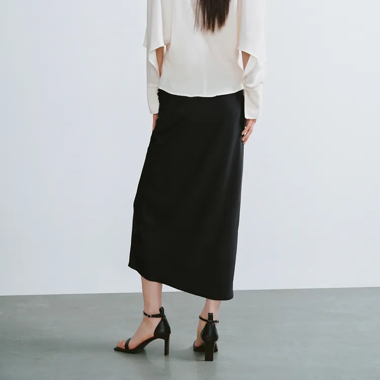 URBAN REVIVO Casual Long Skirt Women's Black-3