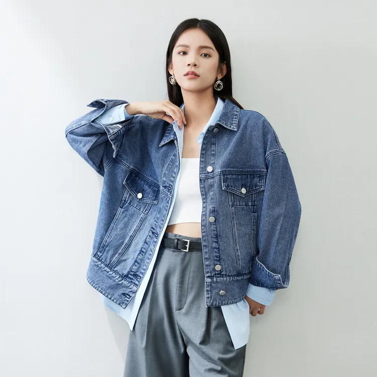 SENTUBILA Denim Jackets Women's Aquatic Blue-3