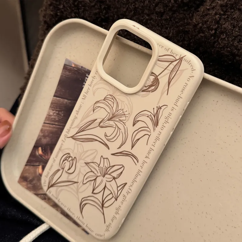 Cuttlefish Grid TPU Material Ins Manuscript Magnolia Floral Creative Phone Case Compatible With Apple 16/15/14/13/12/11-5