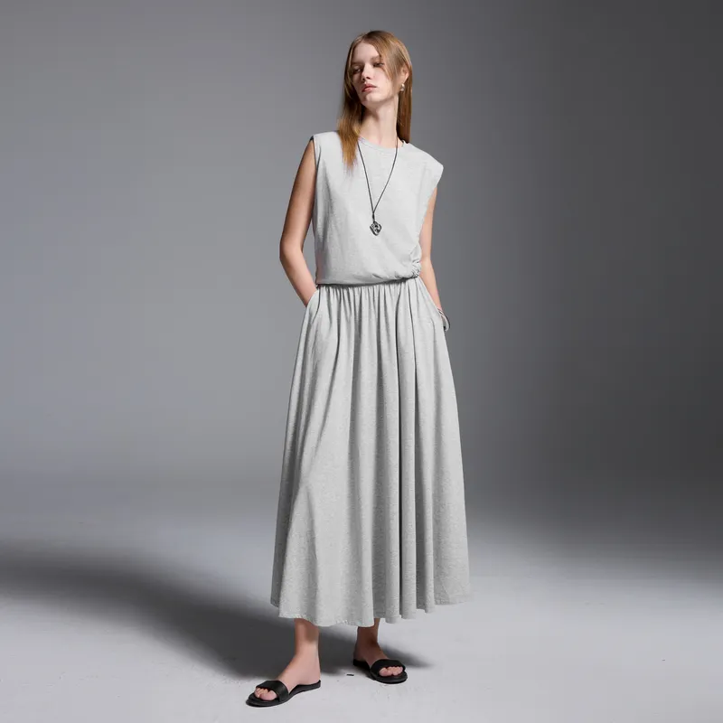 3COLOUR Two Piece Skirt Sets Women's Clothing Set Stone Gray Top+Skirt-3