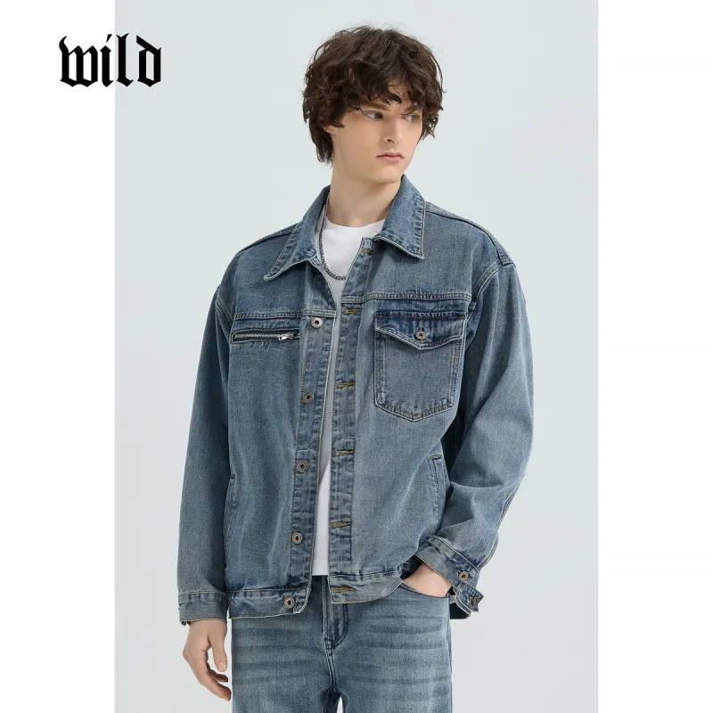 WILD LEADER Denim Jacket Men's Nostalgic Blue[JW5178781]-3