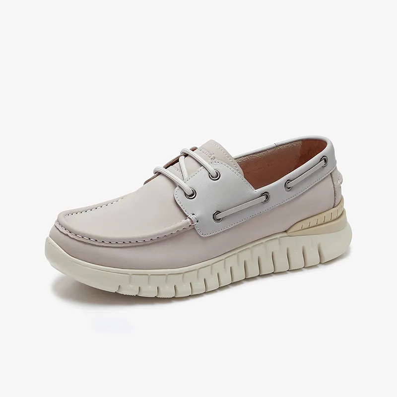 LE SAUNDA Boat Shoes Men Light Gray GYN/Khaki CMN-2