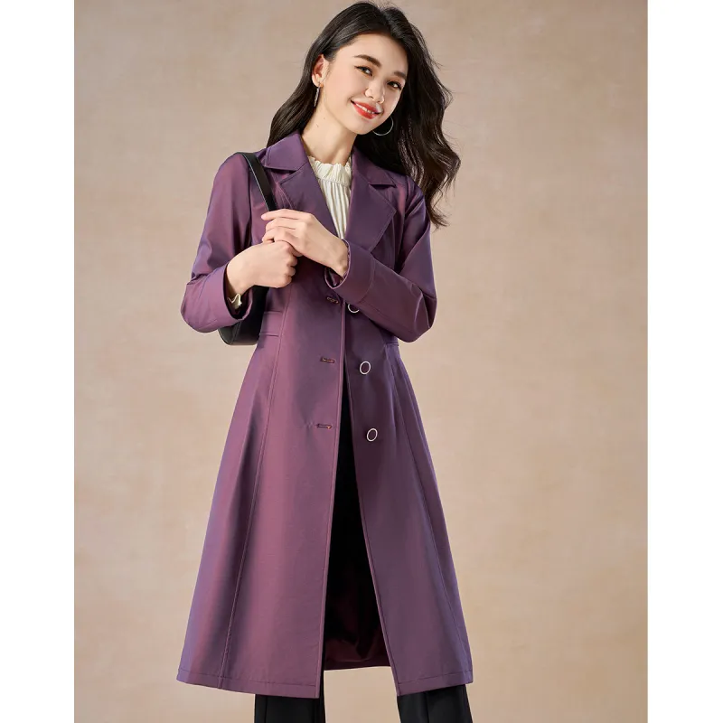 Mylan Spring Fall Trench Coat Loose Fit Women's Purple-4