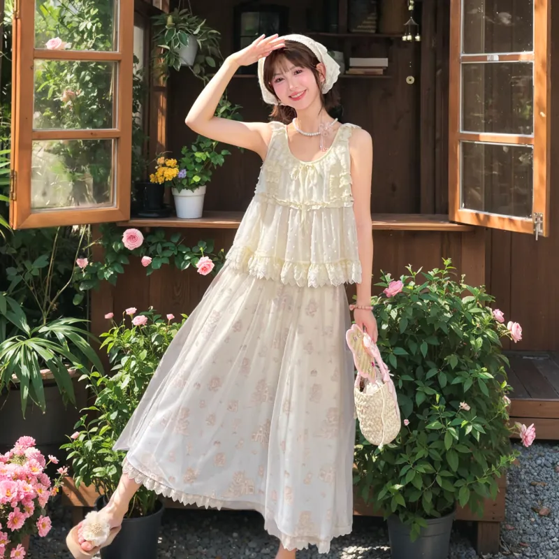 SNBL Casual Long Skirts Women's Apricot-2