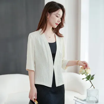 Ink Beauty Cropped Coats Women's Beige Gold