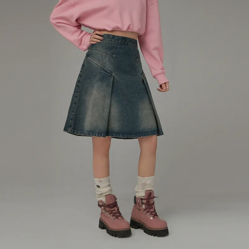 CHUU Casual Short Skirts Women's Denim Blue-2