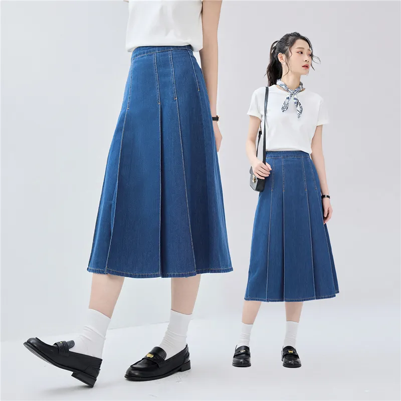 UNIQLO Denim Long Skirt Women's 62 Medium Blue-2