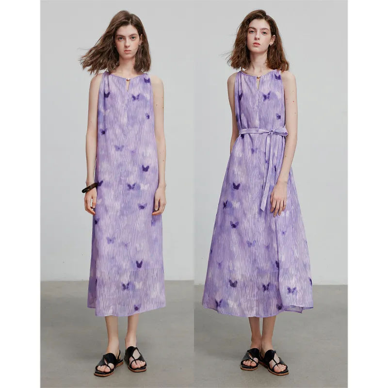 Initial Language Slip Dress Women's Light Purple-3
