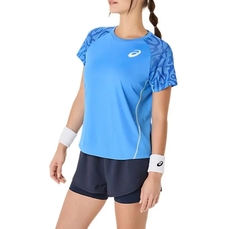 Asics Raglan Sleeve T Shirt Women's Blue Coast-2
