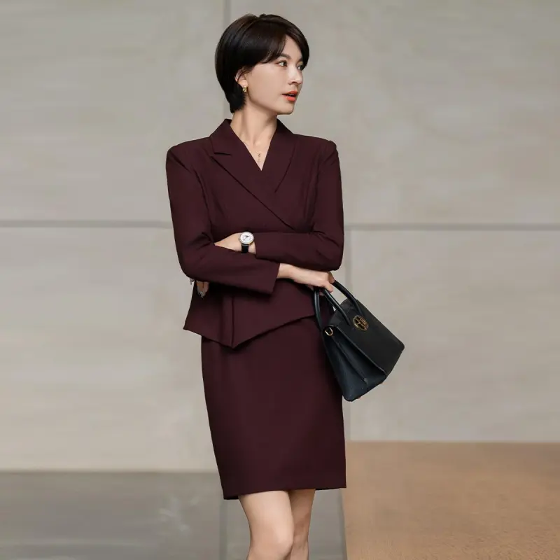 ONE SHALLOW Long Sleeved Dresses Women's Ancora Red-4