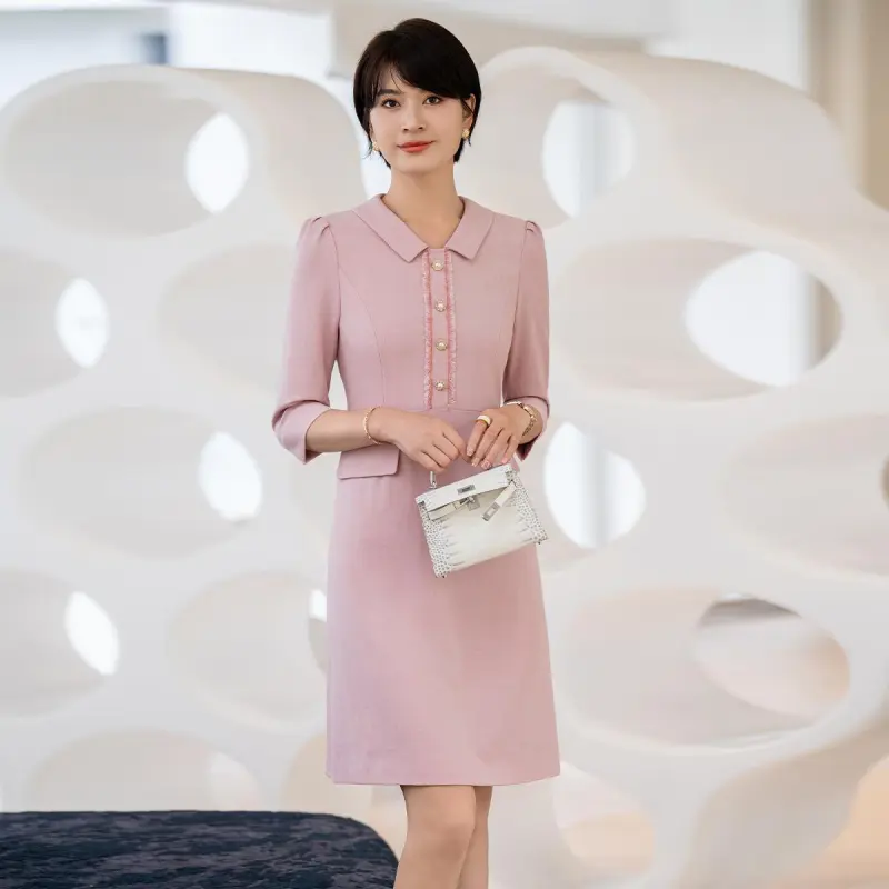 ONE SHALLOW Long Sleeved Dresses Women's Pink-3