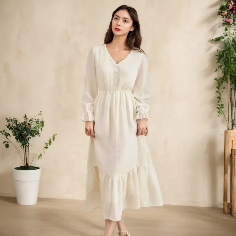 XIANSINIAO Long Sleeved Dress Women's-5