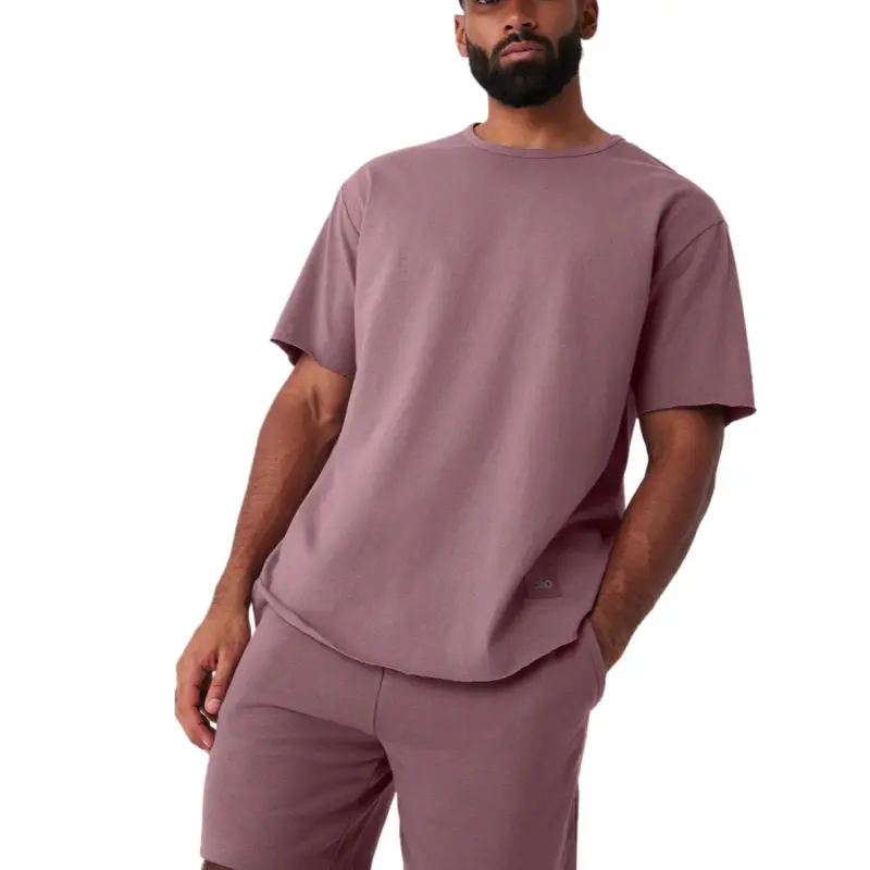 Alo Yoga Society Crewneck Tee T-Shirt Men's Wood Rose-3