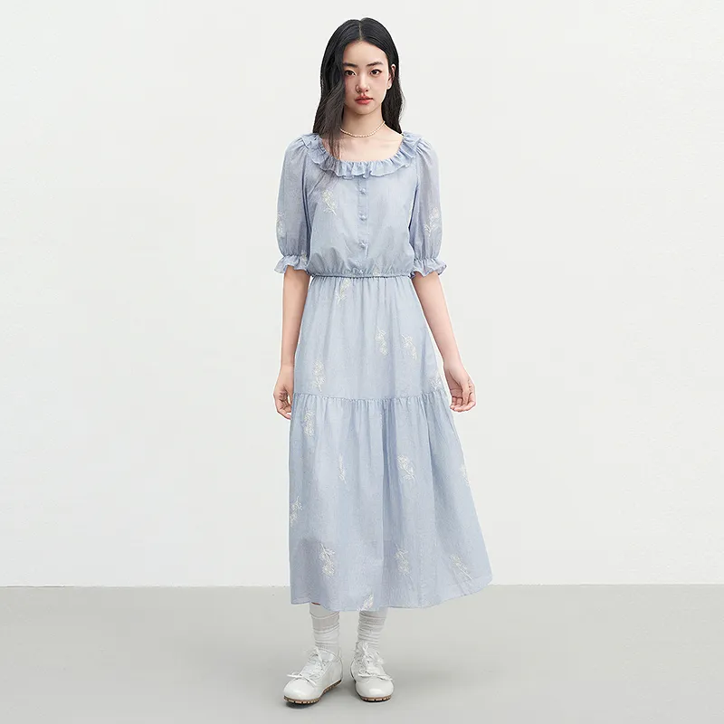 LEDIN Casual Long Skirt Women's Ice Bay Blue-3
