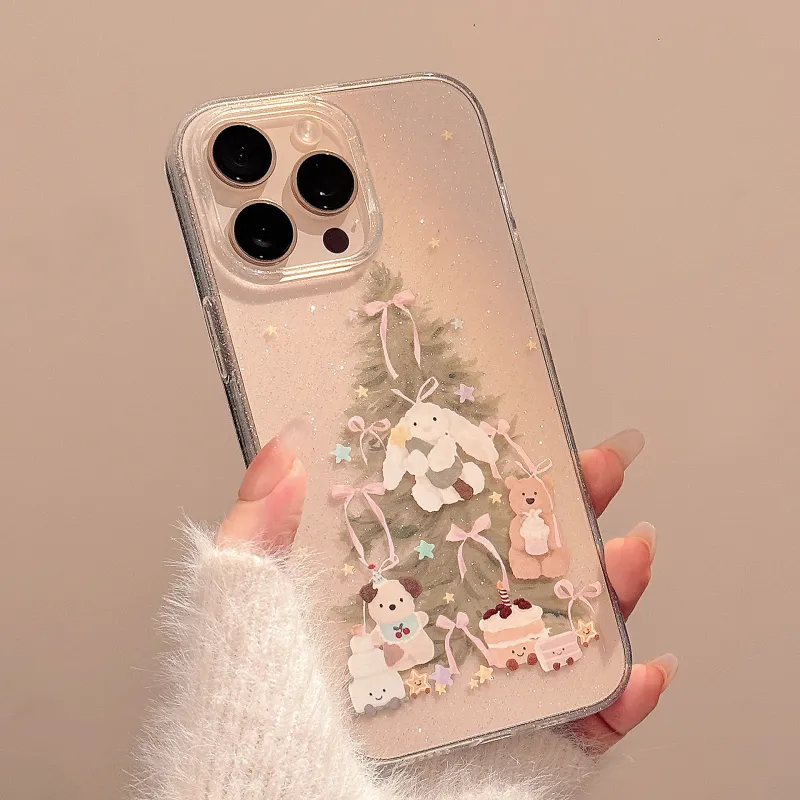 QIZHENG TPU Material Cute Christmas Tree Phone Case Compatible With Apple 16 Pro Max/15/14/13/12/11-2