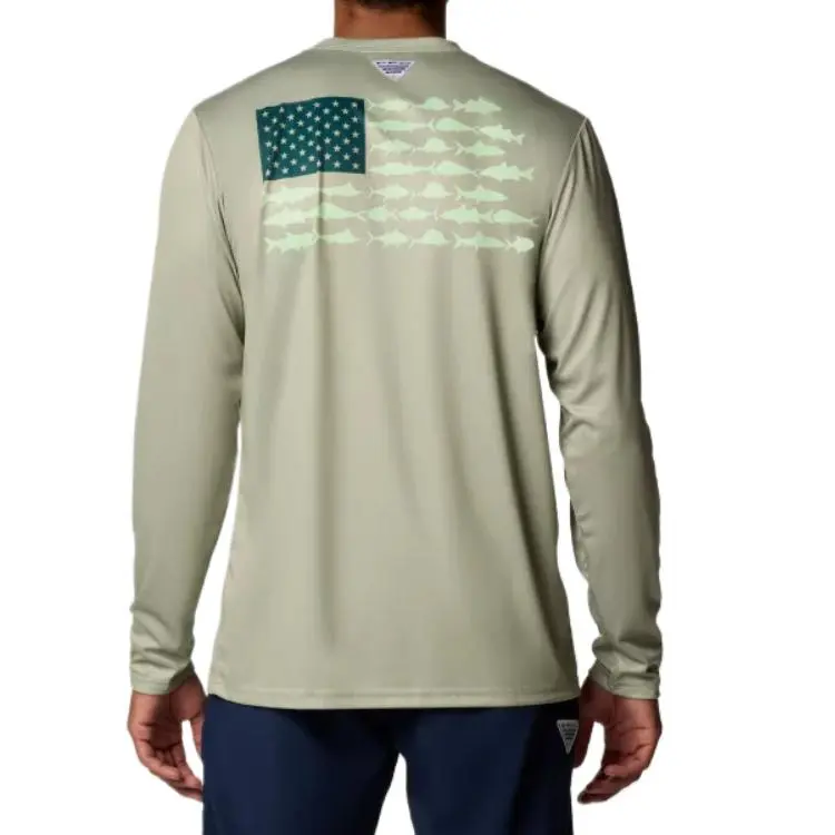 Columbia PFG Terminal Tackle Fish Flag Sweatshirt Men's Cyan-1