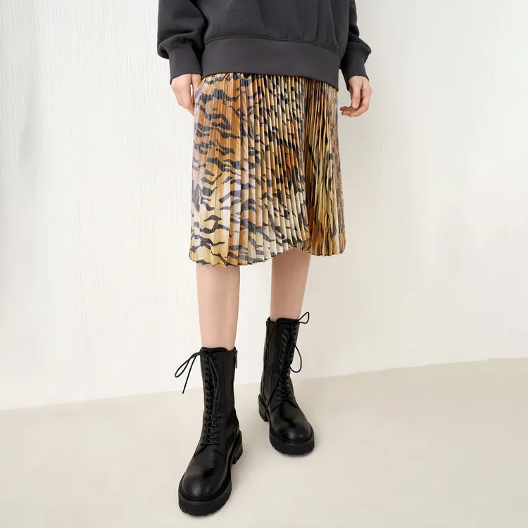 MO&CO Casual Long Skirts Women's Two Tone Tiger Print-2