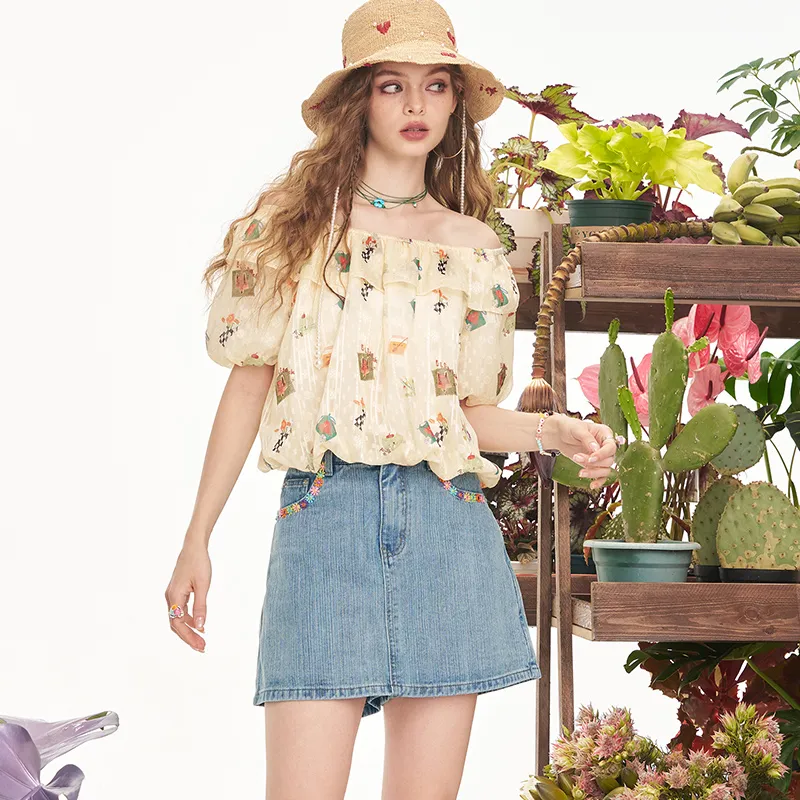 ELF SACK Denim Short Skirts Women's-2