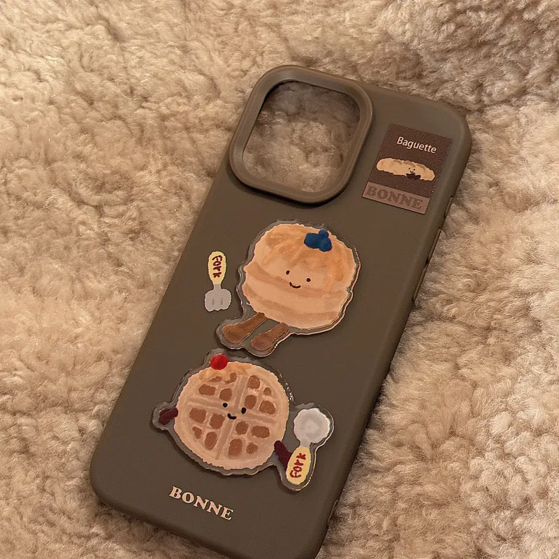 Cuttlefish Grid ABS+PC Material Fun Cute Waffle Biscuit Phone Cases Compatible With Apple 16/15/14/13/12/11-6