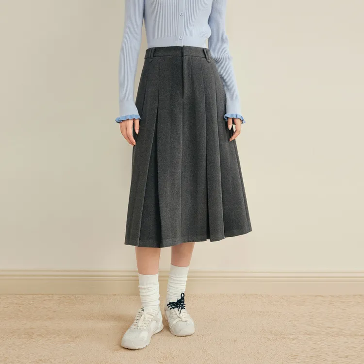 LEDIN Casual Long Skirt Women's Volcanic Gray-3