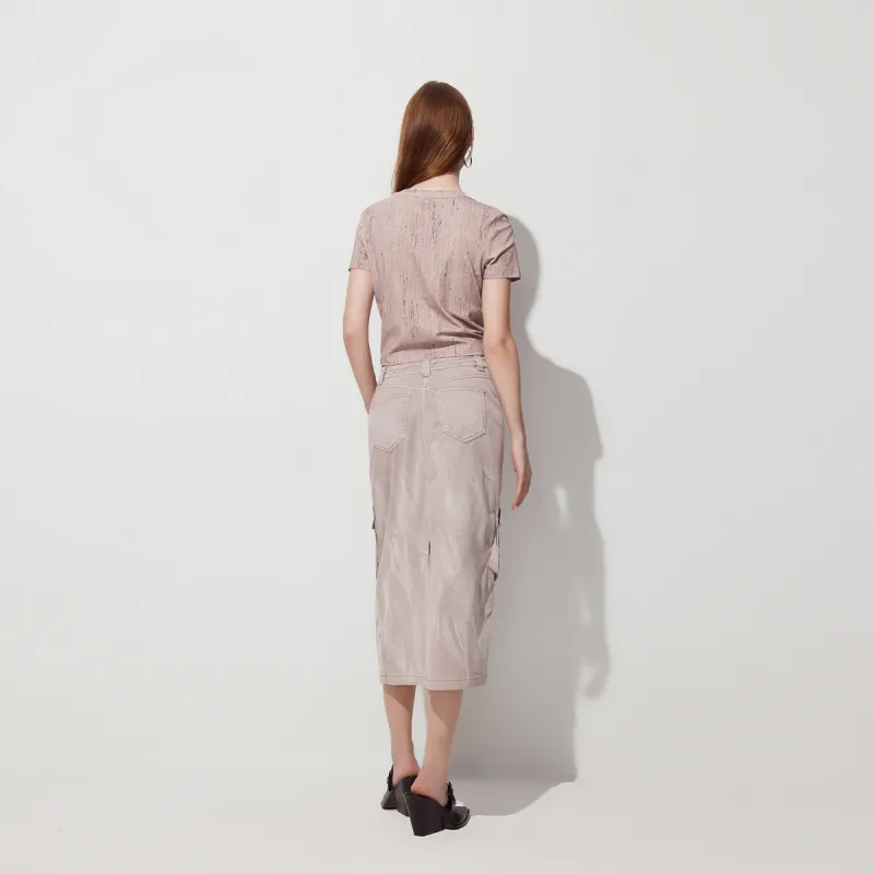 ONLY Denim Long Skirts Women's Sand Gray Purple-3