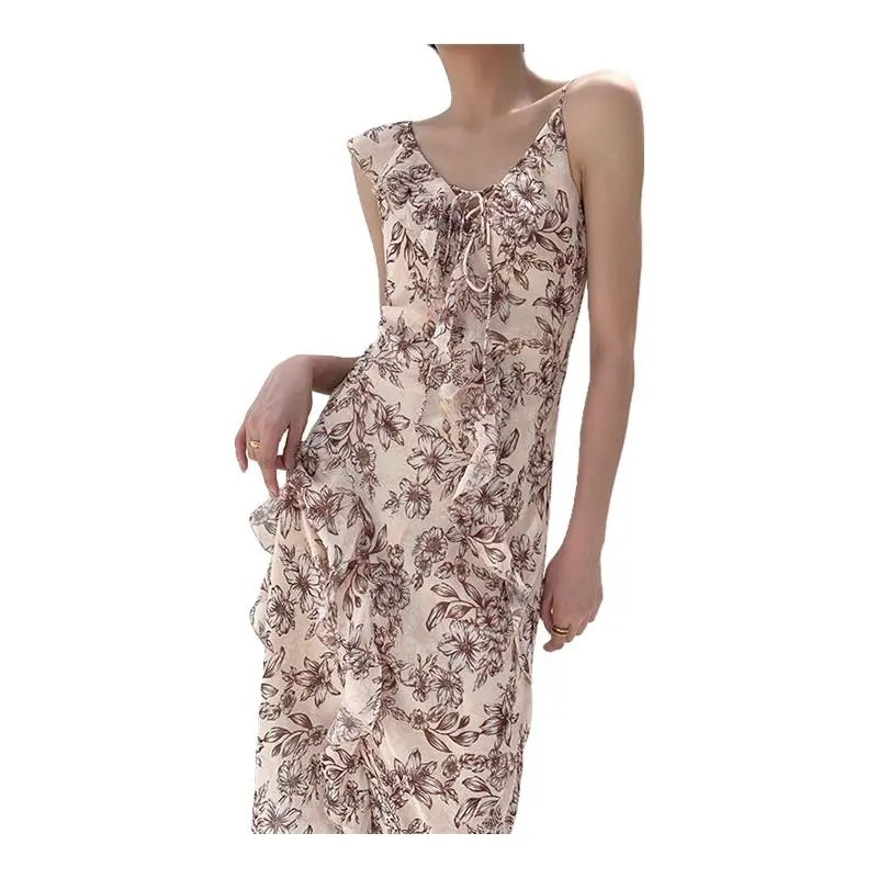 TOUCH MISS Sleeveless Dress Women's Apricot Floral-2