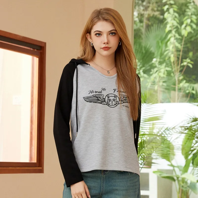 FAWENXIANGZI Raglan Sleeve T Shirt Women's Light Gray-2