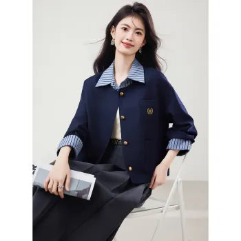 XINFEIYU Jackets Coats Women's Navy Blue