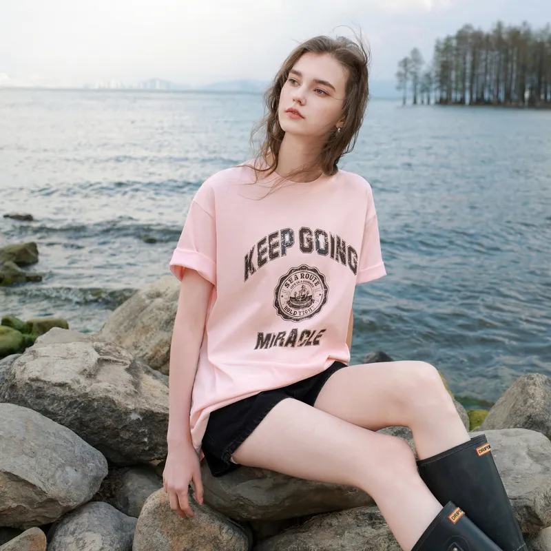 3COLOUR T Shirts Women's Light Pink-4