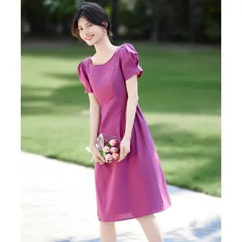 Still Quiet Summer Short Sleeved Dress Women's Raspberry Pink