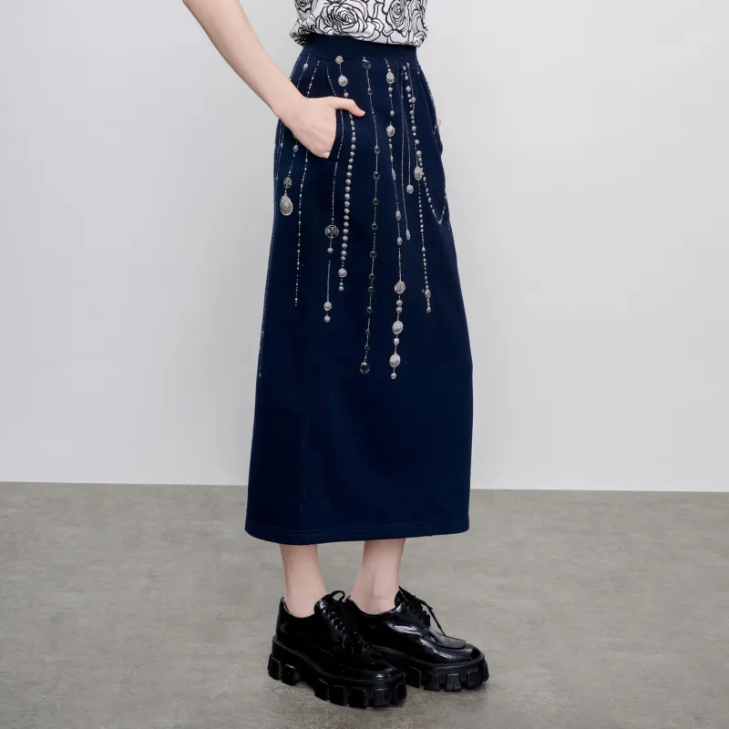 TCH Casual Long Skirts Women's Navy Blue-6