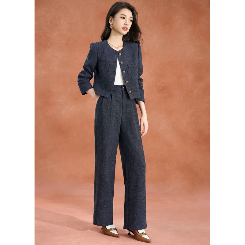 Mylan Spring, Fall Casual Suit Straight Women's Blue-6