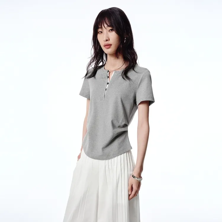 PEACEBIRD T Shirts Women's Gray-3
