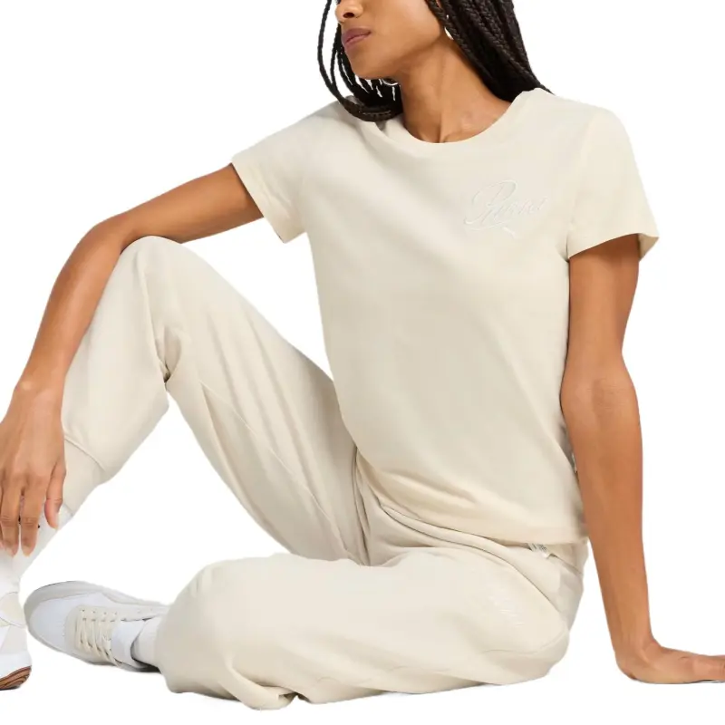 PUMA ESSScript Regular T Shirt Women's Ecru-2