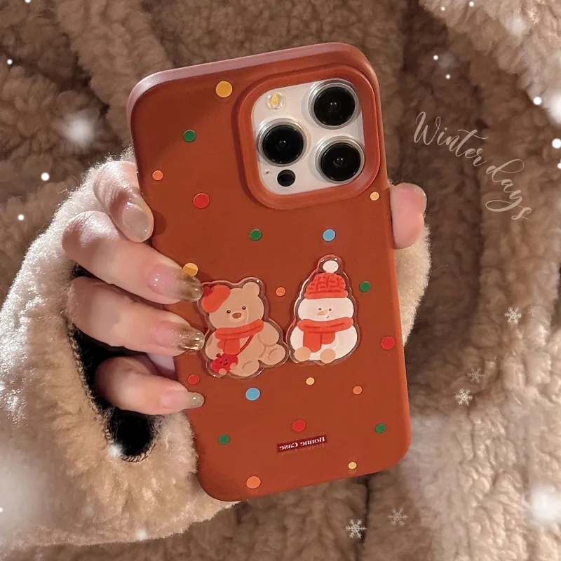 Cuttlefish Grid TPU Material Atmosphere Winter Cartoon Phone Cases Compatible With Apple 15/16/14/13/12/11-3