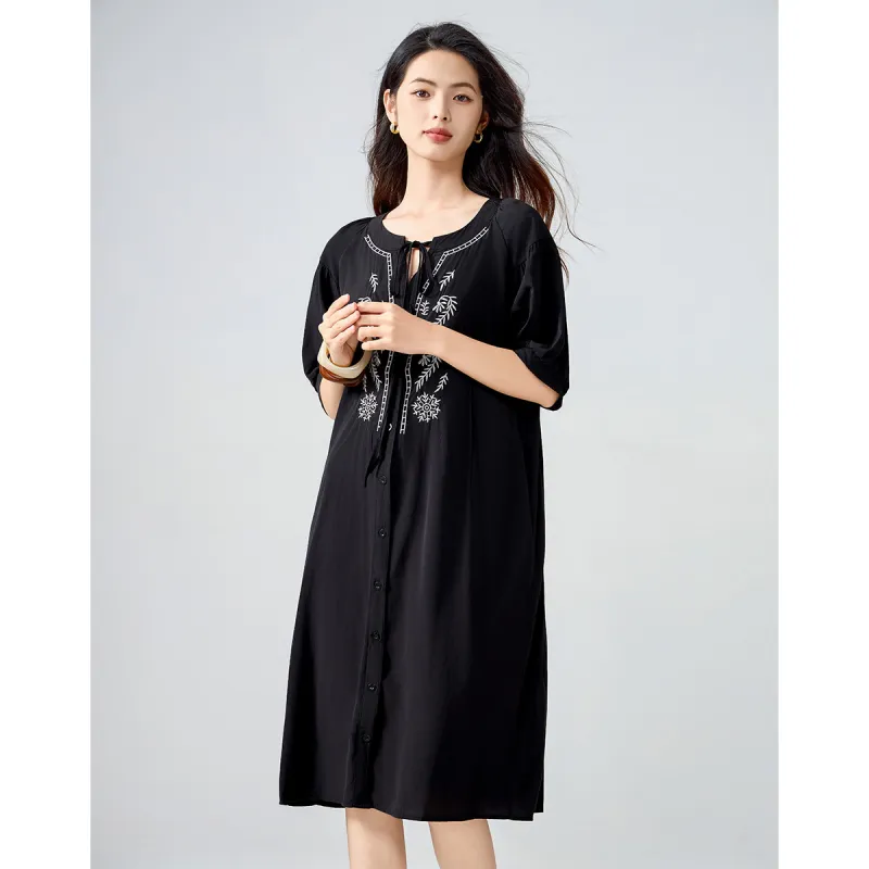 Love Elaine Summer Short Sleeved Dress Women's Black-5