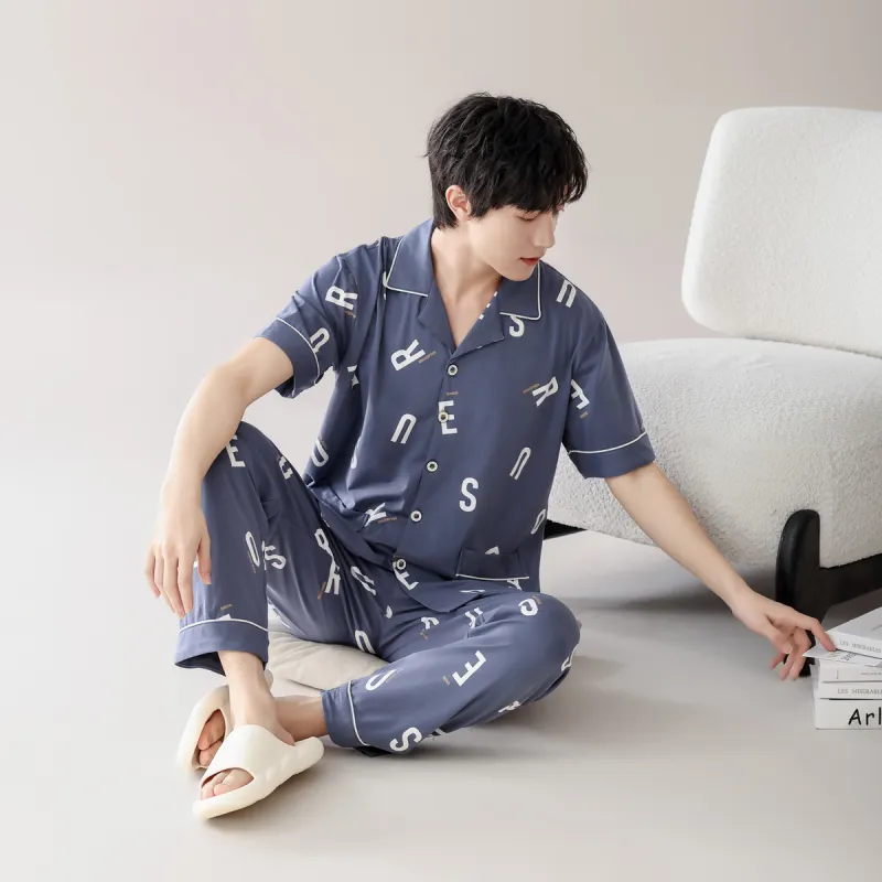 FARO Pajama Set Men's Gray Blue-2