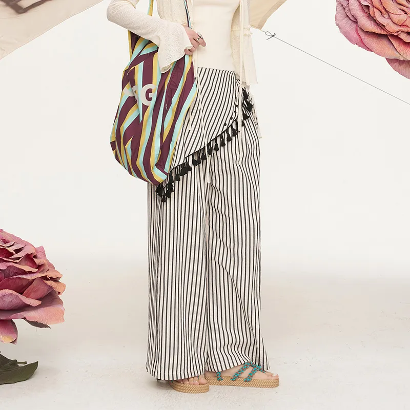 ELF SACK Casual Pants Women's Stripes Ecru-4
