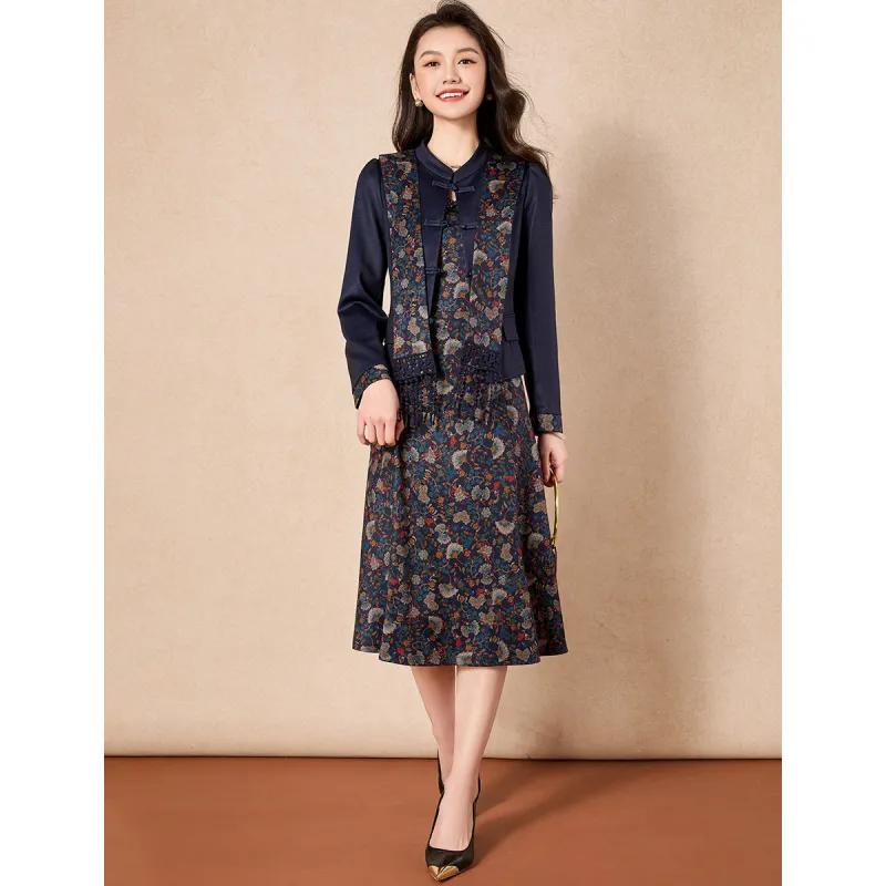 Mylan Two Piece Skirt Sets Women's Blue-4