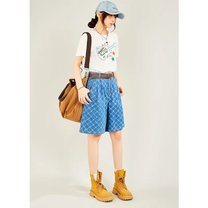 MUGUOGUOMU Denim Shorts Women's Denim Blue-3