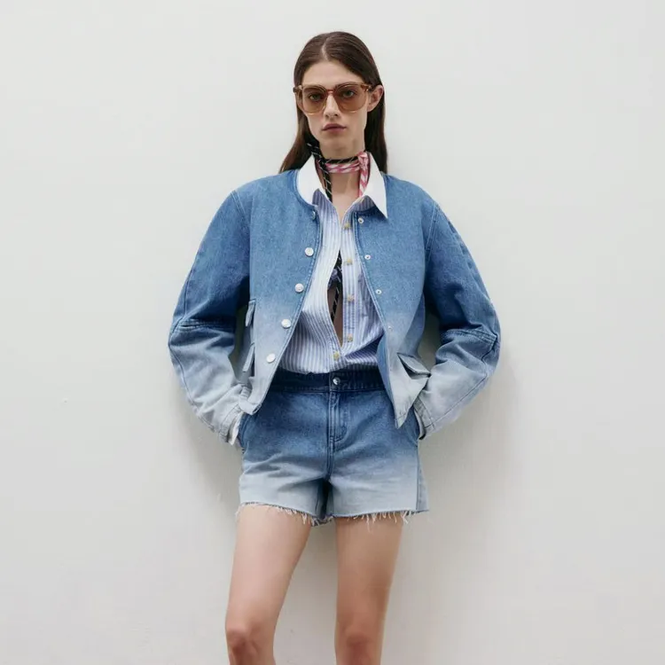 Lost In Echo Cropped Coat Women's Gradient Blue-3
