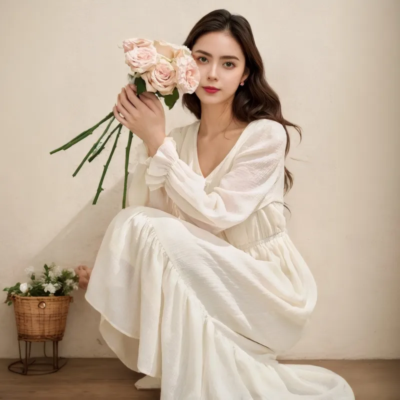 XIANSINIAO Long Sleeved Dress Women's-3