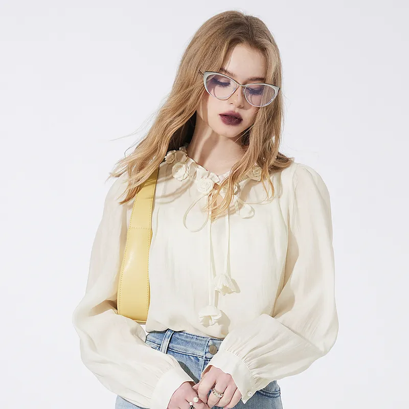 ELF SACK Shirts Women's Romantic Beige Apricot-2