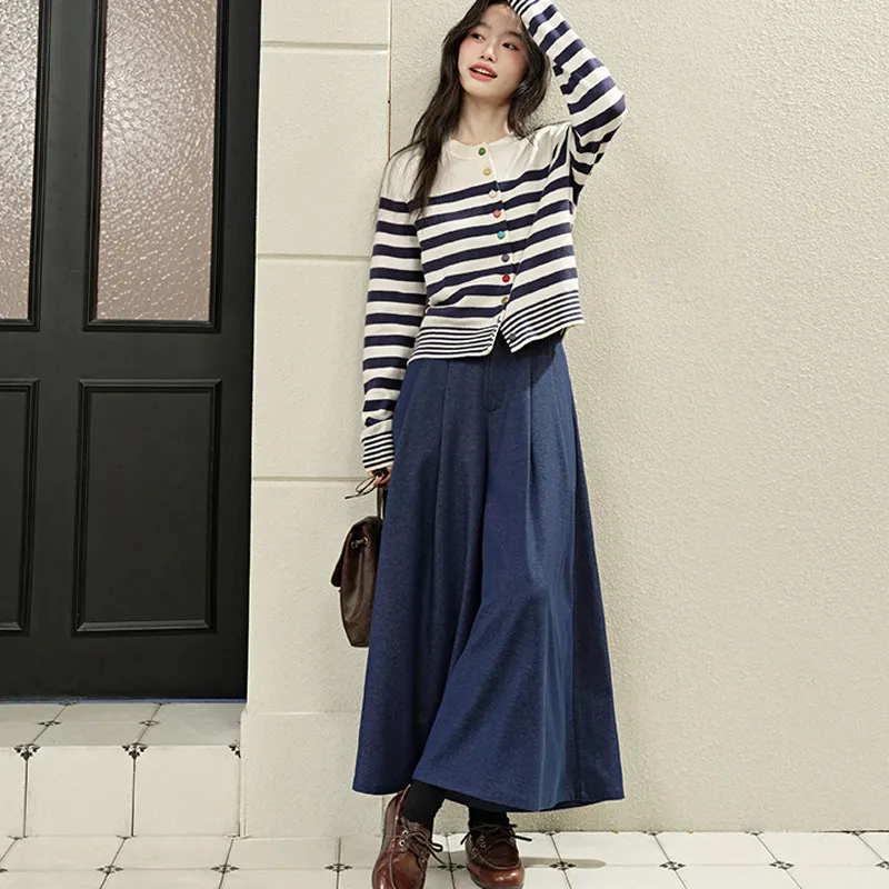 KUOSE Casual Pants Women's Navy Blue-3
