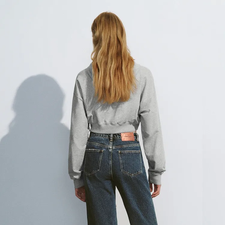 URBAN REVIVO Sweatshirt Women's Light Gray Heather Gray-2