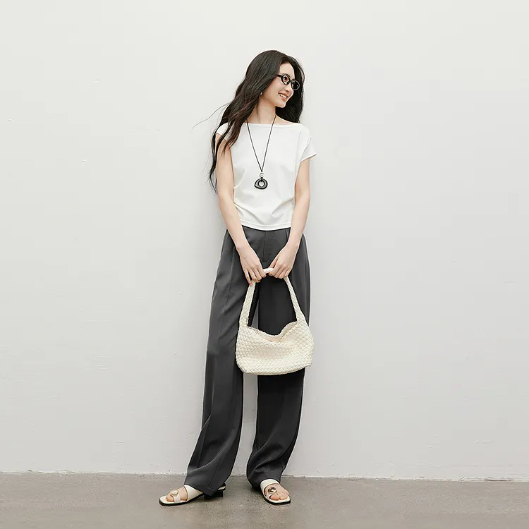 Hopeshow T Shirts Women's Raw White 001-4