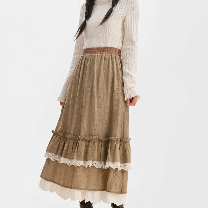 Snbl Casual Long Skirts Women's Brown-3