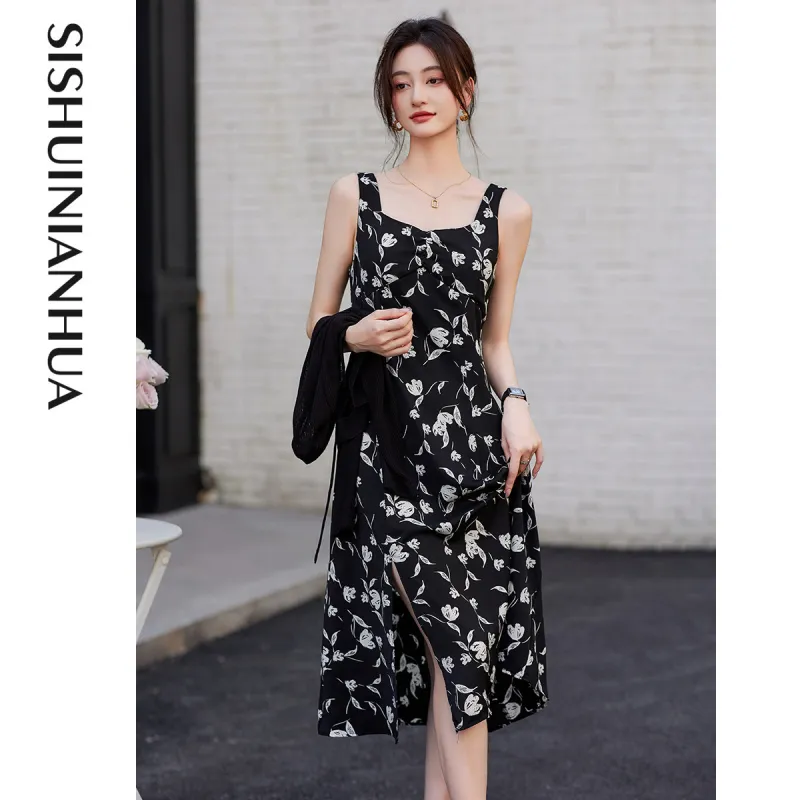 Like The Age Of Water Fall Long Sleeved Dresses Loose Fit Women's Black-2