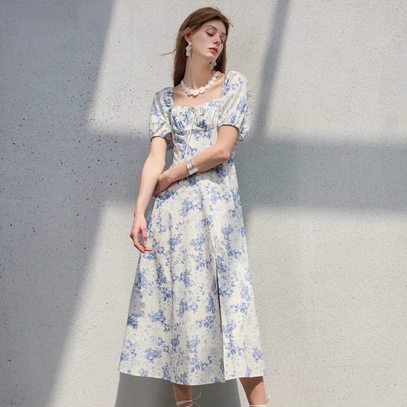 3COLOUR Short Sleeved Dress Women's Sky Blue Floral-5