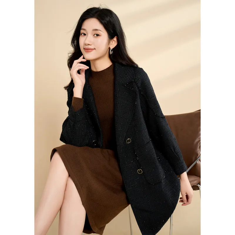 Mylan Spring, Fall Coat Loose Fit Women's Black Collection Brand, Get Activity Alerts In Real Time-2